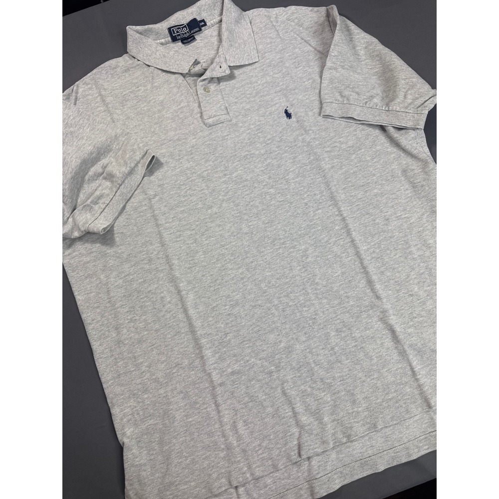 Polo Ralph Lauren Mens XXL Y2K Heather Grey Short Sleeve Cotton Pique Shirt